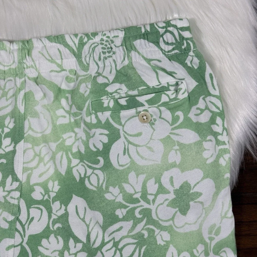 Polo Ralph Lauren Men's Size Medium Green White Floral Spa Terry Pull On Shorts